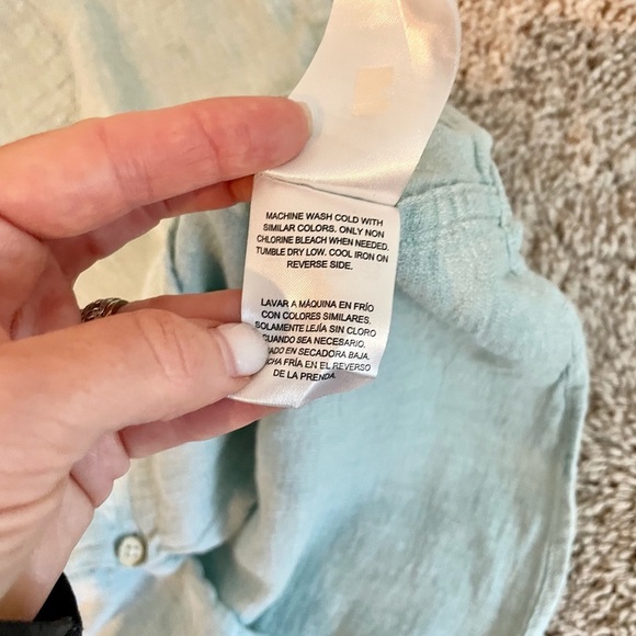 Bruno Positano Camp Shirt Men L Washable Linen Rayon  Button Short SLV Sea Blue - Picture 12 of 13